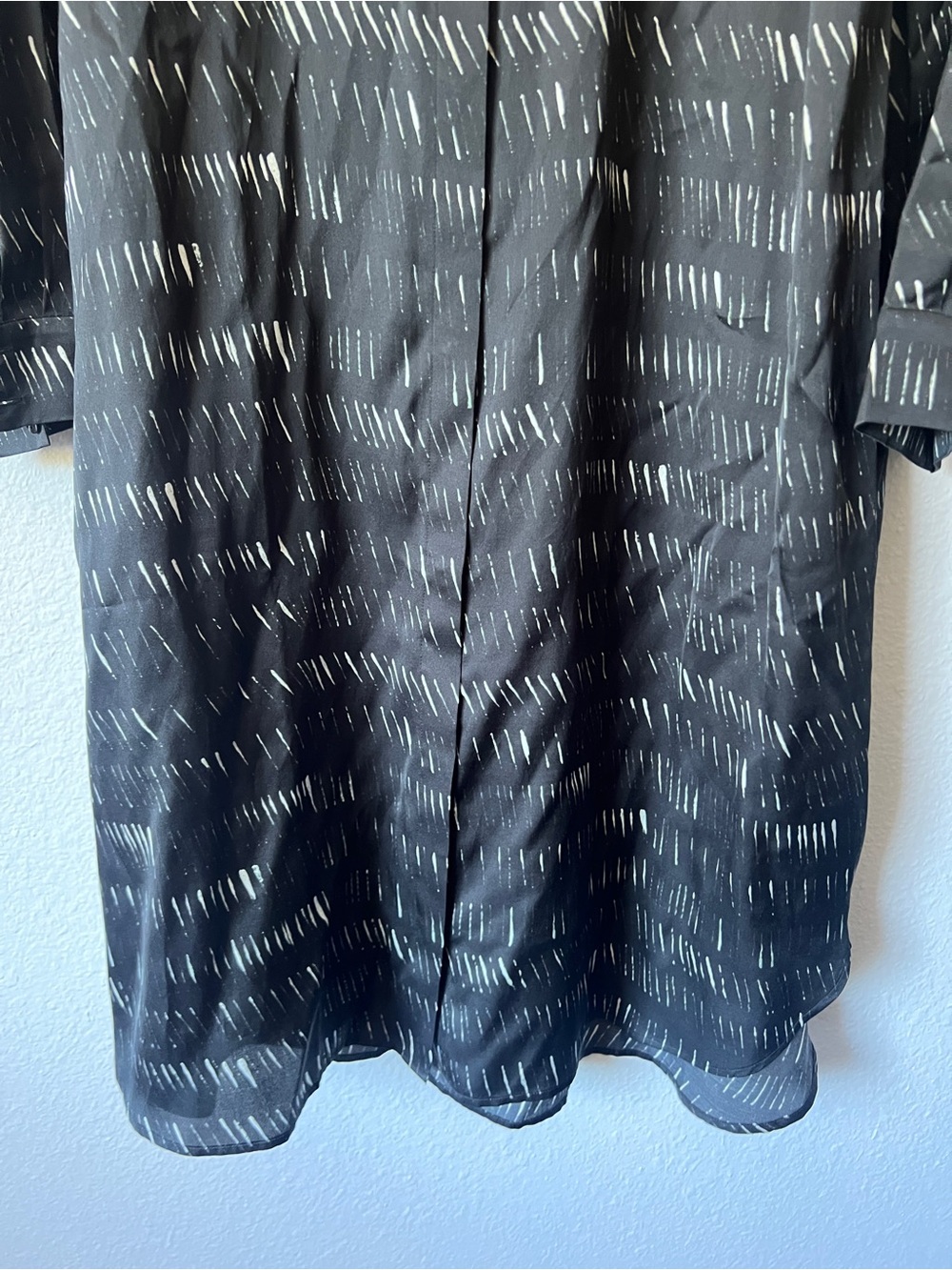 Eileen Fisher Silk Organic Cotton Black Printed Shirt Dress Large - Picture 3 of 9
